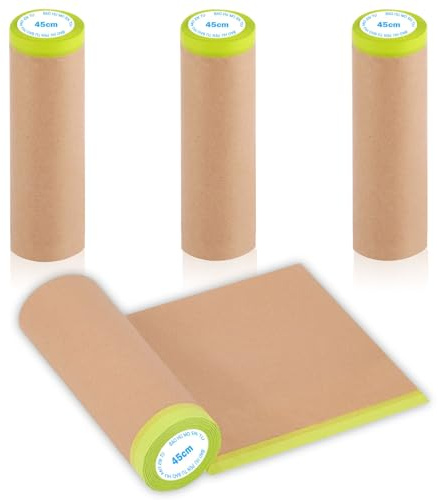 Jinfanshurich Lot de 3 rouleaux de papier de masquage 2 en 1 pour peintre ou pour les travaux de peinture et de rénovation (3 rouleaux de 45 cm x 15 m)