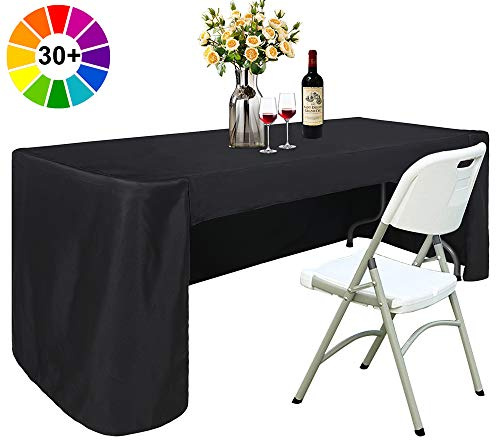 ABCCANOPY 6 FT Rectangle Tablecloth Table Cover for Rectangular Tables Washable Polyester Banquet Buffet Parties Holiday Dinner Wedding Meeting Black