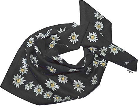 Moschen-Bayern Trachtenhalstuch Trachtentuch Halstuch Edelweiß Trachten Damen Herren Nickituch Edelweißtuch Schwarz