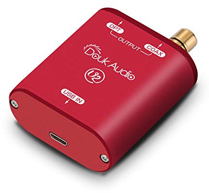 Douk Audio U2 USB Konverter XMOS XU208 Digitale Schnittstelle TOSLINK Koaxial DOP SPDIF Adapter DSD64 PCM192Khz (Rot)