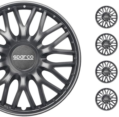 Sparco SPC1596BK Set Wheel Covers Roma 15-inch Black, Pulgadas