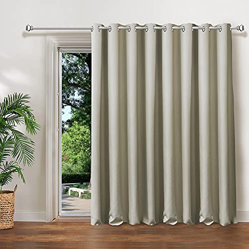 LIYAXUN Eetra Wide Curtains 120 Inches Wide, Beige Curtain 84 inches Length, 85% Blackout Curtains, Grommet top Blackout Curtains for Farmhouse Curtains (Beige, 120W x 84L Inch, 1 Panel)