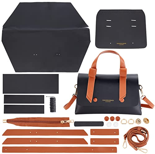 WADORN 27 pz Kit per La Realizzazione di Borse In Pelle Fai-Da-Te, Borsa A Tracolla In Pelle All'Uncinetto Materiali per La Creazione di Borse per Principianti Set di Strumenti, 25.9×16.7 cm