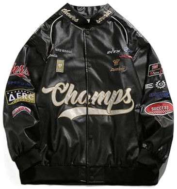 Aelfric Eden Faux Leather Jacket Oversized Racing Motorcycle Jackets Moto Coats Unisex Trendy Streetwear Jacket