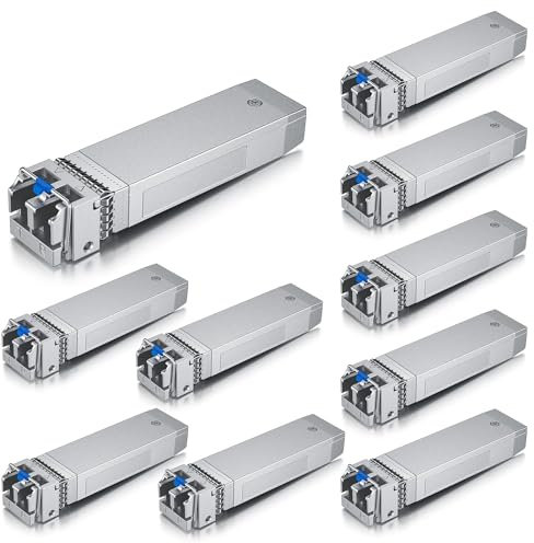 10Gtek 10-Stück 10Gb SFP+ LR Singlemode Modul, 10GBase-LR LC Transceiver Kompatibel für Cisco SFP-10G-LR, Meraki, Mikrotik, Ubiquiti UniFi, Netgear, Zyxel, D-Link,TP-LINK, Open Switch