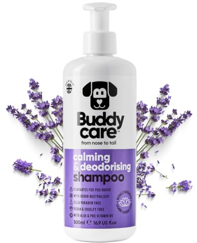 Buddycare Champú para Perros | con Aroma a Lavanda | con Aloe Vera y Pro Vitamina B5 Calmante y Desodorante 500ml