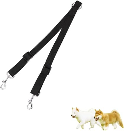 Double Dog Lead for Walking 2 Dogs No Tangle,double Lead for 2 Dogs,Adjustable 360°Swivel Rotation Dog Walking (Black)
