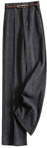 Pantaloni A Gamba Larga Da Donna Invernali, Pantaloni Palazzo Vintage A Vita Alta Misto Lana Eleganti Pantaloni Da Ufficio Pantaloni Slip-On Autunno Pantaloni A Gamba Dritta Pantaloni Con Cintura, G
