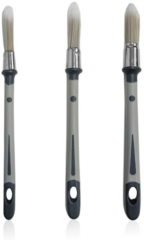 Pincel de 3 piezas con punta redonda, pincel para juntas con mango largo, pincel para polvo con punta afiladora, pincel multiusos, herramienta de pintura de bordes