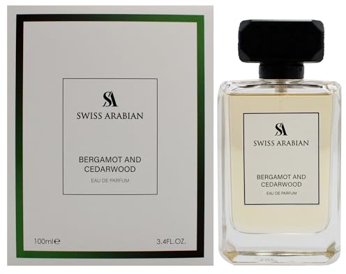 Swiss Arabian Bergamot and Cedarwood - Arabian Perfume for Men - Long-Lasting Cologne for Men - Eau de Parfum - Citrus, Woody Fragrances - 3.4 oz