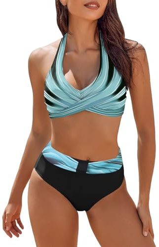 riou Conjuntos de Bikinis para Mujer Push Up Sexy Estampado Floral Conjunto Traje de Baño Bohemio Dividido BañAdores Reductores Bra Tops Ropa de Baño Verano Viajes Playa Vikinis