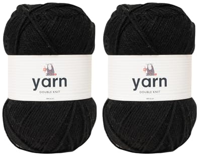 Korbond garn – svart – 2 x 100 g akrylull – lätt, allergivänlig och hållbar dubbelstickad virkad garn stickad ull