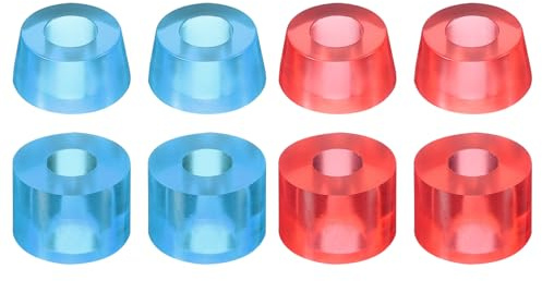 PATIKIL Skateboard Bushings, 2 Set 90A PU Long-Board Truck Bushings Rebuild Kit for Skateboard Parts, Transparent Red/Transparent Blue