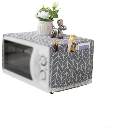 Elegante cubierta para horno microondas para proteger contra el polvo y las salpicaduras en la cocina (gris)