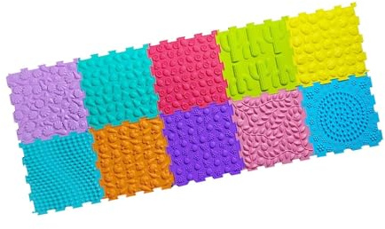 Dickly Alfombra de Juego de Masaje para niños, Alfombra de Juego de bebés para niños, percepción de Color, Alfombra sensorial de Textura Mat, 10 Piezas