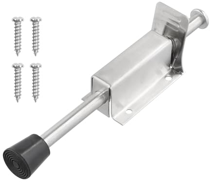 Dörrstopp, dörrhållare, dörrhållare med fotstyrning, rostfritt stål, dörrstopp, med gummibuffert, skruvar, dörrhållare, metall, dörrstopp, för inomhus- och utomhusbruk, dörr, balkongdörr, 200 mm