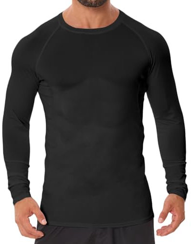 Donason Herren Kompressionsshirt Langarm Sport T-Shirt Atmungsaktiv Schnelltrocknendes Tight Fit Body Shaper Funktionsshirt Training Jogging Workout Laufshirt Sportshirt für Männer