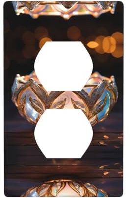 Phayah Placa de pared doble con patrón de plato pequeño, tamaño estándar, policarbonato termoplástico, tapas de enchufe dobles