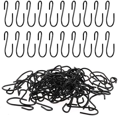 Fyntave 60 Pcs 1 Inch Small S Hooks for Hanging Mini Ornament Storage Hooks Iron Wire Hook Hanger for Jewelry Small Kitchenware and Plants Black