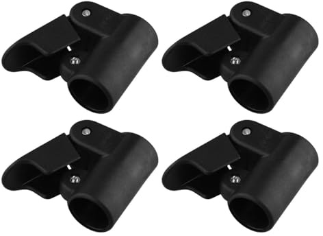 Qury 4 Abrazaderas para Poste de Tienda de campaña, Sujetadores de plástico para toldos de Caravana de 19 a 22 mm, Accesorios de Camping (Negro)