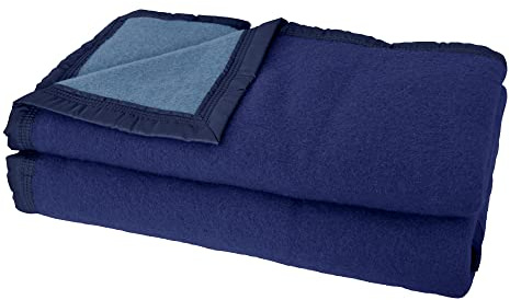 Linnea Couverture Pure Laine Vierge Woolmark 500g/m² Volta 240x260 cm Bleu Marine/Myosotis