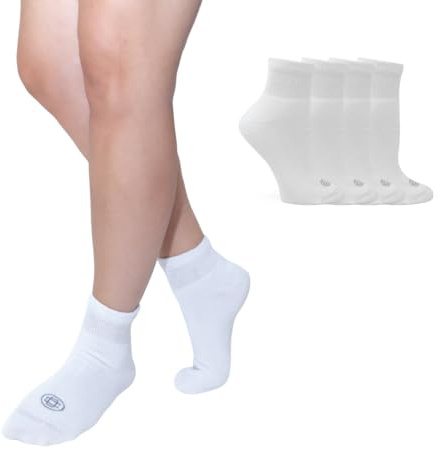 Doctor's Choice Diabetic Socks for Women, Non Binding Extra Wide Quarter, Seamless Toe, Loose Fit, Cushioned Support, Neuropathy Relief, Wide Toe Box, Swollen Feet, 4 Pairs 9-11, Medium (White)