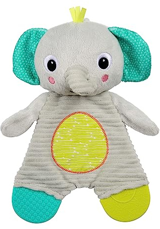 Bright Starts Snuggle & Teethe Jouet de dentition en peluche sans BPA - Eléphant