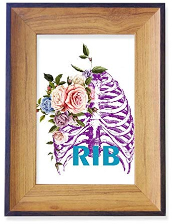 OFFbb-USA Rib Thoracic Body with Flowers Photo Frame Desktop Display Picture Art Painting Holder