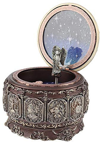 MAGT Caja de música vintage, 12 constelaciones, caja de música con constelaciones giratorias, diosa giratoria, luces LED brillantes, regalos para Navidad, San Valentín, cumpleaños (Virgo)