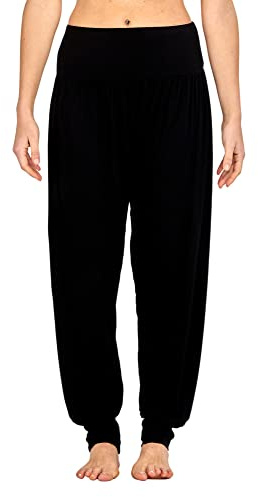 SHADOW DANCE UK - Ladies Harem Pants Size 12 Hareem Alibaba Trousers - Super Soft Yoga Pants Pilates Baggy Womens Ankle Cuff Dance Palazzo Plus Size Stretch Casual (Black, 12)