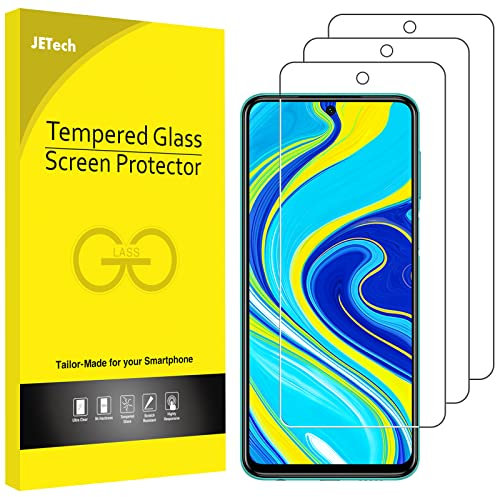 JETech Protector de Pantalla Compatible con Xiaomi Redmi Note 9S y Note 9 Pro, Película de Cristal Vidrio Templado, 3 Unidades