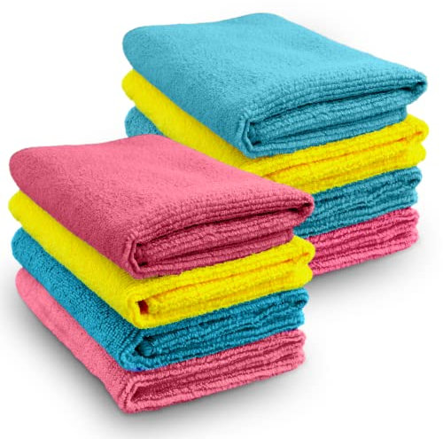 Zolt Mikrofasertücher, 8 Stück, super saugfähige und weiche Reinigungstücher für Auto- und Hausreinigung (32 x 32 cm) – 08 wiederverwendbare und fusselfreie Tücher, ideal zum Entfernen von Staub,