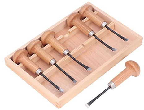Juego de Cinceles para Tallar Madera, 6 Piezas, Juego de Cinceles para Tallar Madera, Kit de Cinceles para Tallar Madera, Kit de Tallado de Madera con Caja de Madera para