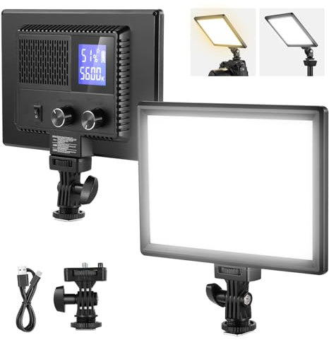 NEEWER 9 Panel Luz Video LED, Iluminación Suave Cámara DSLR Regulable, 4000mAh Batería Recargable, Puertos USB Tipo C, 3200K~5600K CRI95+ 600Lux para Fotografía Grabación Live Streaming, NL-116AI