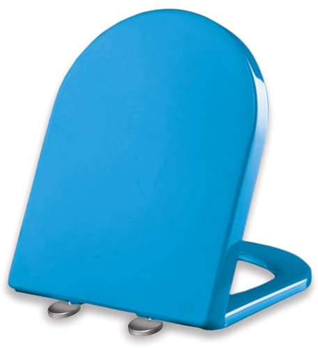 Brigtviee Toilettendeckel Mit Absenkautomatik,Farbiger Toilettensitz,Klodeckel Verstellbaren Scharnieren,U-FöRmig Wc Deckel,Pp-Material Toilet Seat Klositz 46cm*36cm,Blau