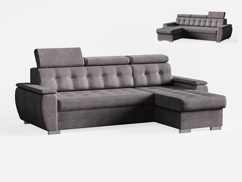 Robin Inspire Couch L Form Eckcouch Sofa Ecksofa Universell Links Und Rechts Mit Schlaffunktion Bettkasten Stauraum 240 x 165 x 87 cm Easy Clean Graphit Tosaro