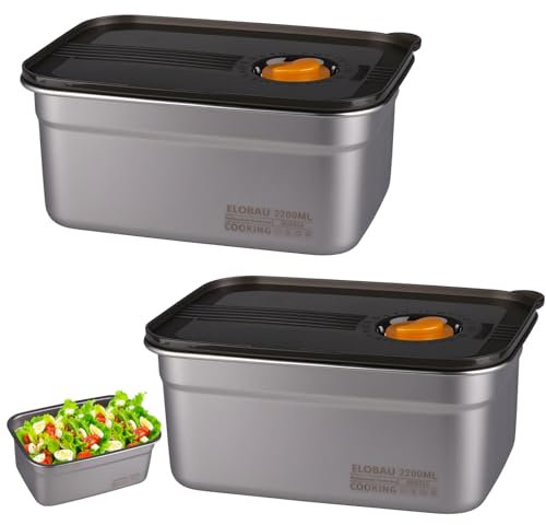 imposyu 2 Pieces Boite Alimentaire Inox avec Couvercle 2200ML Boites Repas Boites de Conservation Alimentaire Sans BPA pour Préparer des Repas pour Four Congélateur