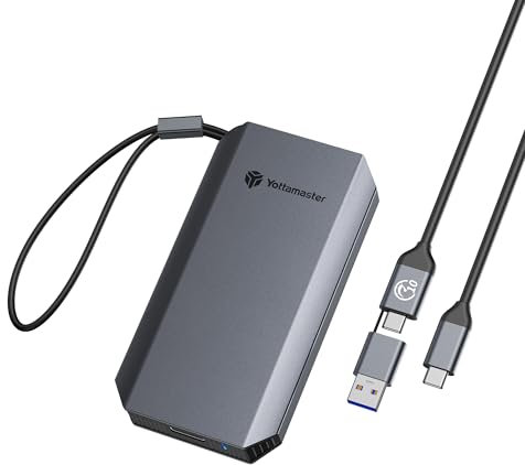 Yottamaster 1TB SSD Externo, hasta 460MB/s, 2 en 1 Cable USB-C/A con Correa SSD Portátil Compacto Compatible con iPhone 17 Pro MAX/Smartphone/Tableta/Portátiles