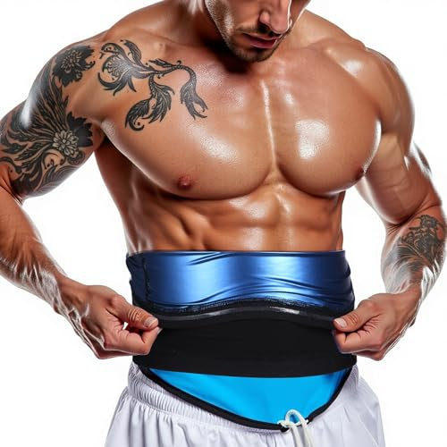 Qianyu Waist Trainer Trimmer Sweat Belt Band for Men Workout Stomach Wrap Belt Lower Belly Cincher Sauna Band Body Shaper Tummy Control For Bodybuilding Exercise Sculpt Gym Accessories