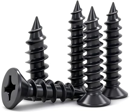 BACSHBY 20 piezas Tornillos para Madera M4x25mm Negros,con Cabeza Plana en Cruz,Tornillos Autorroscantes con Cabeza Avellanada para Madera, Muebles