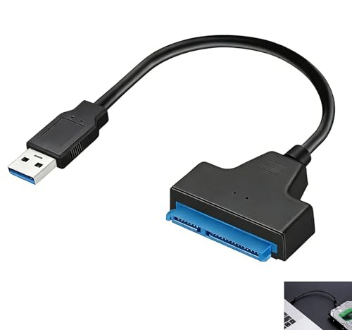 Vnuipofa Adaptateur USB 3.0 vers SATA III, Câble SATA vers USB pour Disque Dur Externe 2.5 HDD SSD Sans Alimentation Externe, Compatible avec Windows Mac OS Linux, pour Ordinateur de Bureau Portable