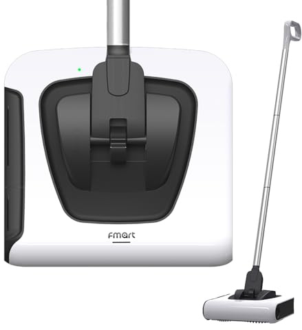 FMART FM-009 Cordless Electric Floor Sweeper — Lightweight One-Hand Operation with Flexible Handle, Quiet Design, Powerful High-Speed Edge Brush, for Hard Floors, Corners & Low-Pile Carpets