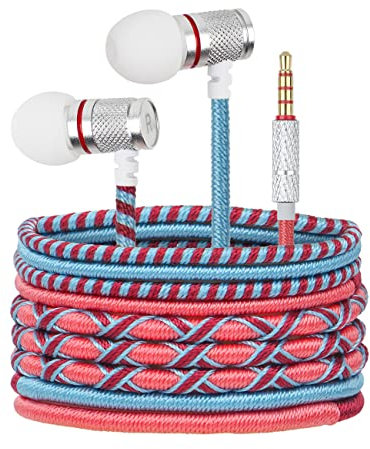 URIZONS Auriculares intrauditivos con Cable de 3,5 mm - Coloridos Auricular con Altavoz de 6 mm y Cable Trenzado con cancelación de Ruido de micrófono para niños para i Phone