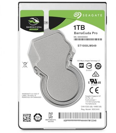 Seagate BarraCuda Pro 1 TB Internal Hard Drive Performance HDD – 2.5 Inch SATA 6 Gb/s 7200 RPM 128 MB Cache for Computer Desktop PC Laptop, Data Recovery – Frustration Free Packaging (ST1000LM049)