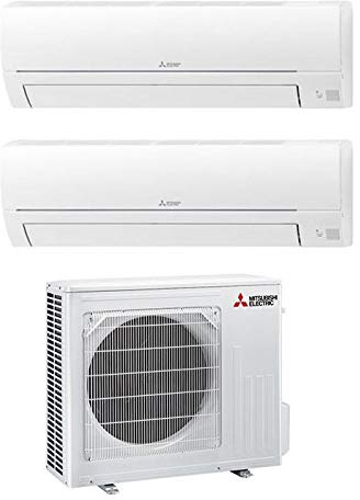 Mitsubishi - Climatiseur Dual Split 18000 BTU, Inverseur, Classe A++/A+, Série MSZ-HR, Wifi, Déhumidificateur, Contrôle App, Blanc