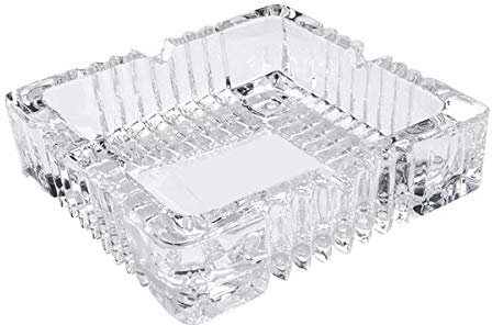 Uotyle Square Crystal Glass Smoking Ashtray - European Living Room Office Bar Indoor Restaurant Decoration - Cigar Ashtray - Men's Gift
