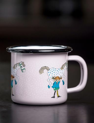 Muurla Pippi Longstocking Pippi and The Horse Metal Enamel Mug Cup 150ml/5.07 fl oz