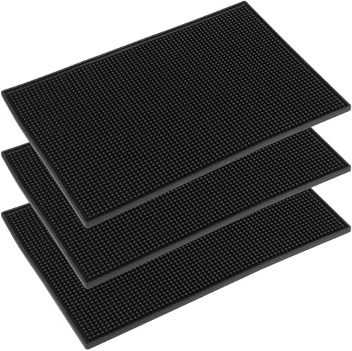 HOZEON Paquete de 3 alfombrillas de goma antideslizantes de 30,5 x 45,7 cm, para encimera, bar, cocina, restaurante, camarero, hotel, bebidas, muebles, color negro