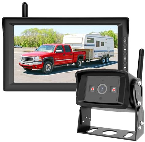AUTO-VOX W10 Kabellos Digital Rückfahrkamera Set mit 7‘’ Split-Screen Monitor, Infrarot-Nachtsicht-Rückfahrkamera für Auto, LKW, Wohnmobil, Anhänger, Van