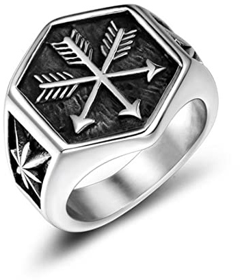 HCMA Estilo gótico Eros Flecha Anillo de sello Vintage Ancla marina Anillos náuticos Hombre Rock Hip-hop Punk Biker Joyería Regalo